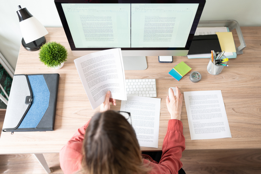 female ppc ad expert writing ad copy for personal injury lawyer campaign
