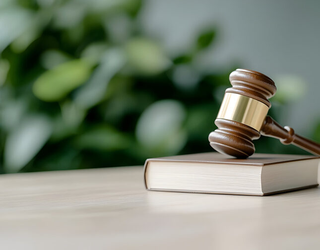 Gavel on block legal justice authority