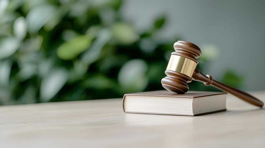 Gavel on block legal justice authority