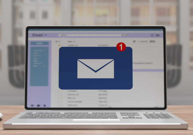 email marketing concept- email notification on laptop